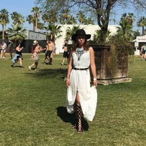 Coachella Festival Crochet Trim Maxi Dress